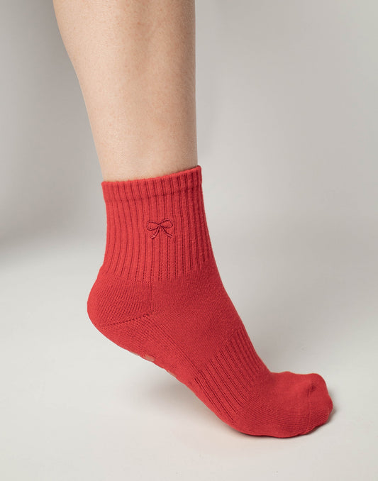 Pilates Grip Sock in Ruby Bow